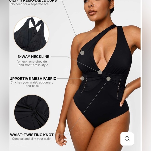SHAPELLX Smart Sculpt Ruched Twist-Front Shaping Swimsuit - Picture 8 of 14